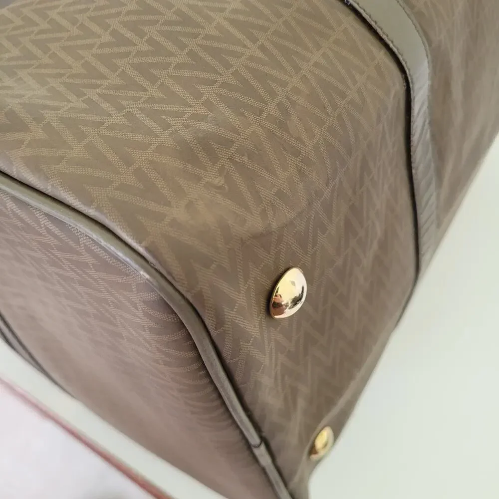 Mario Valentino Vintage Duffle‎ Boston Tote Bag Handbag Large Travel Brown Logo